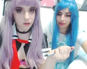 Teen lesbians Lana_rain touch boots webcam show