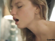 LilyIvy sexy slim blonde couple sex in shower and fucking in bed webcam show