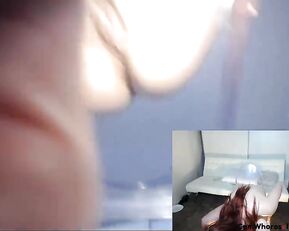 Aynmarie redhead beauty teen masturbate on glass table webcam show