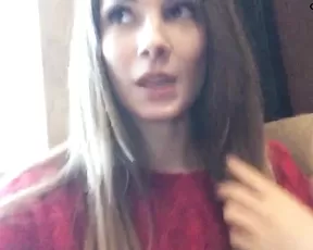 Fressia sweet and sexy slim teen riding dildo in mall webcam show