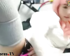 Lana Rain pink hair and anal toy webcam show