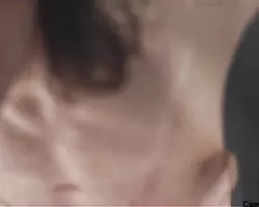Brunette with long legs mounts a cock