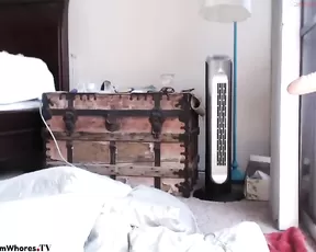 Busty mistress gives handjob wearing gloves