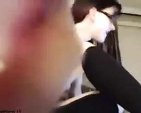 Blonde with small tits taking care of a cock