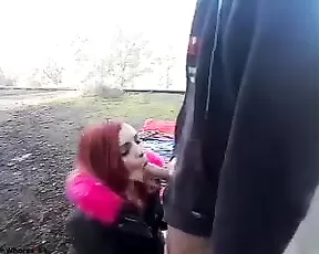 Dark haired wife sucking off her hubby
