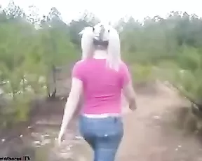 Girl makes her man cum on her foot
