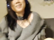 Teen bends over and she sucks