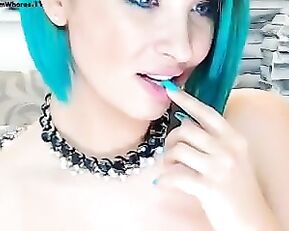 blakkittyx beauty slim girl play with black toy webcam show