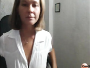 Gerda Fey mature blonde with huge boobs masturbate webcam show.