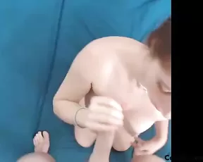 Tasty naked redhead girl make blowjob and get fucking webcam show