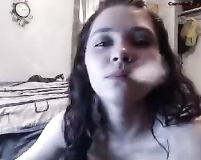 Cute slut playing with a pink cock