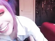 Young dirty tattoo girl play with dildo webcam show