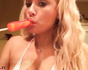 Juicy milf blonde teasing with ice-cream webcam show