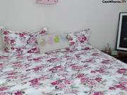 Hot woman spreads her long legs