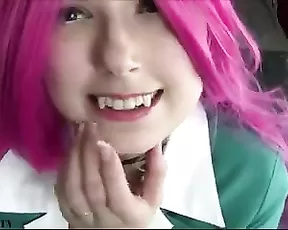 Tasty teen with pink hair masturbate webcam show