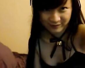 Young asian brunette masturbate webcam show