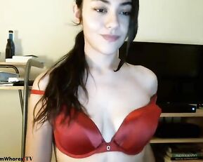 Sexy slim brunette teen hot fingering webcam show