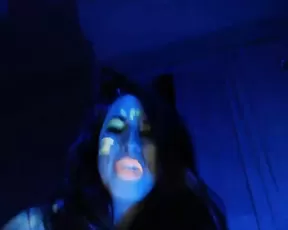 Audrey_ sexy painted girl masturbate glass dildo in bed webcam show