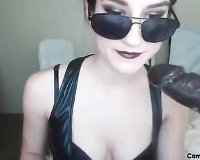 Aynmarie Red Lips and Black Cock Cum Show