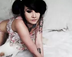 Evee__ tattoo slim teen dirty brunette masturbate glass dildo webcam show