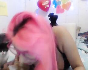 Milasteele pink hair huge nude boobs girl webcam show
