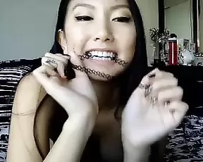 Melo_mika naked asian brunette in bed masturbate pussy webcam show