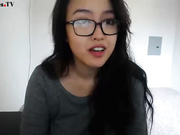 Zilla asian brunette in glasses show her naked big boobs webcam show