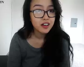 Zilla asian brunette in glasses show her naked big boobs webcam show