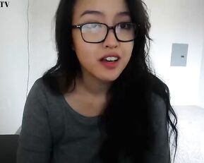 Zilla asian brunette in glasses show her naked big boobs webcam show