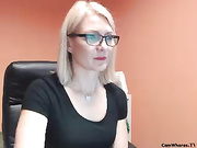 Sexy milf blonde in glasses free teasing webcam show