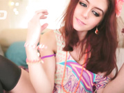 Hottminx slim redhead beauty teen in stockings fingering sweet pussy webcam show