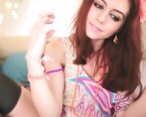 Hottminx slim redhead beauty teen in stockings fingering sweet pussy webcam show