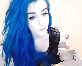Kati3kat blue hair slim teen in bed webcam show