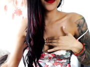 Fallenstar77 tattoo sexy brunette fingering her pussy webcam show