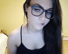 Youstinah sexy brunette in glasses teasing show ass and tits webcam show