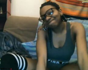 Anniequinn juicy and busty black girl teasing webcam show