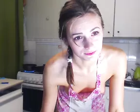 Alisa96 very slim little girl show ass on kitchen webcam show