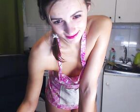 Alisa96 very slim little girl show ass on kitchen webcam show