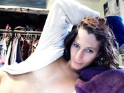 Doxie girl touch tits after shower webcam show