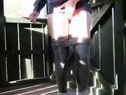 Mylene wetting in the park, anal fisting