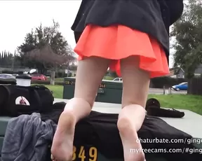 Gingerspyce redhead slim teen masturbate outdoor in private premium video
