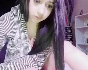 Hollycute beauty teen brunette masturbate use glass dildo webcam show