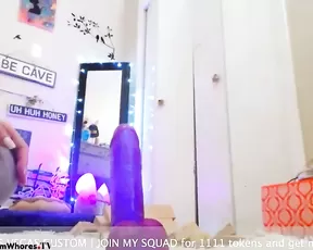 Tinycammer aka EmilyTokes dildo deepthroat and ride