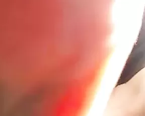 Curly haired babe having fun