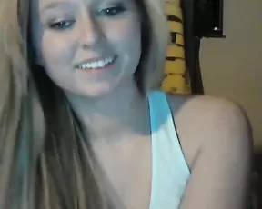Small breasted blonde teasing with toys