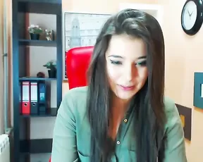A black haired chick is having fun