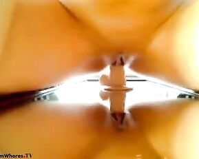 Audrey Squirts on Mirror and Licks It Up