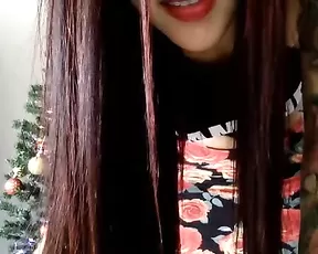 Chubby brunette on her back moaning loudly