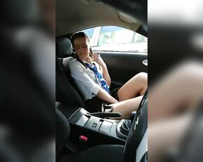 CuteTeenPoppy School girl masturbates in car