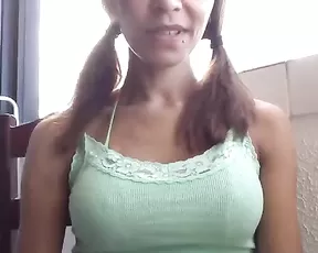 Fat chick is dancing around